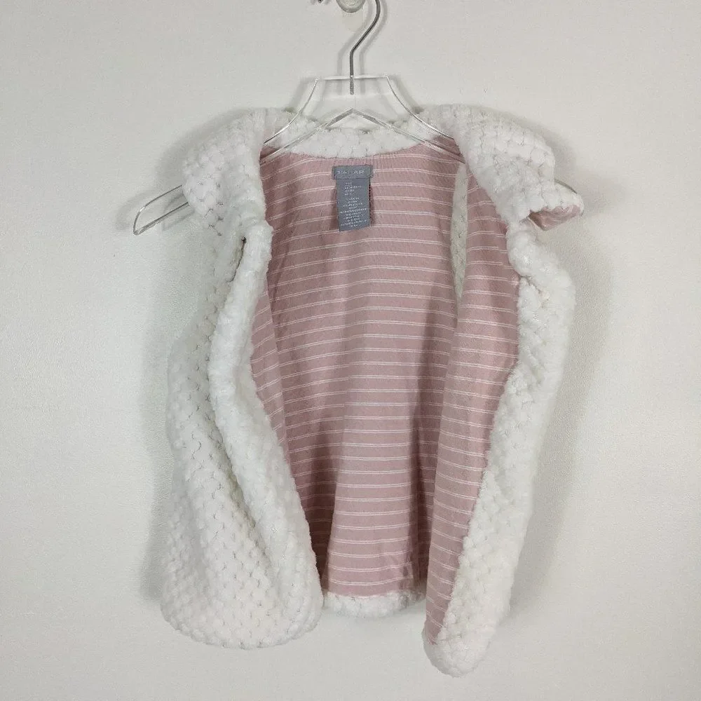 Tahari Faux Fur Toddler Girl Furry Vest Size 5 Cream